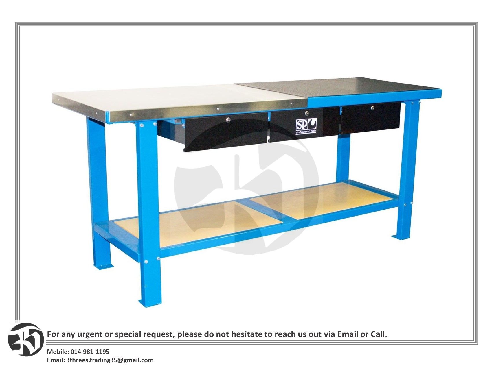 SP Tools Workbench, 3 Drawers 2000w x 645d x 872h (mm)
