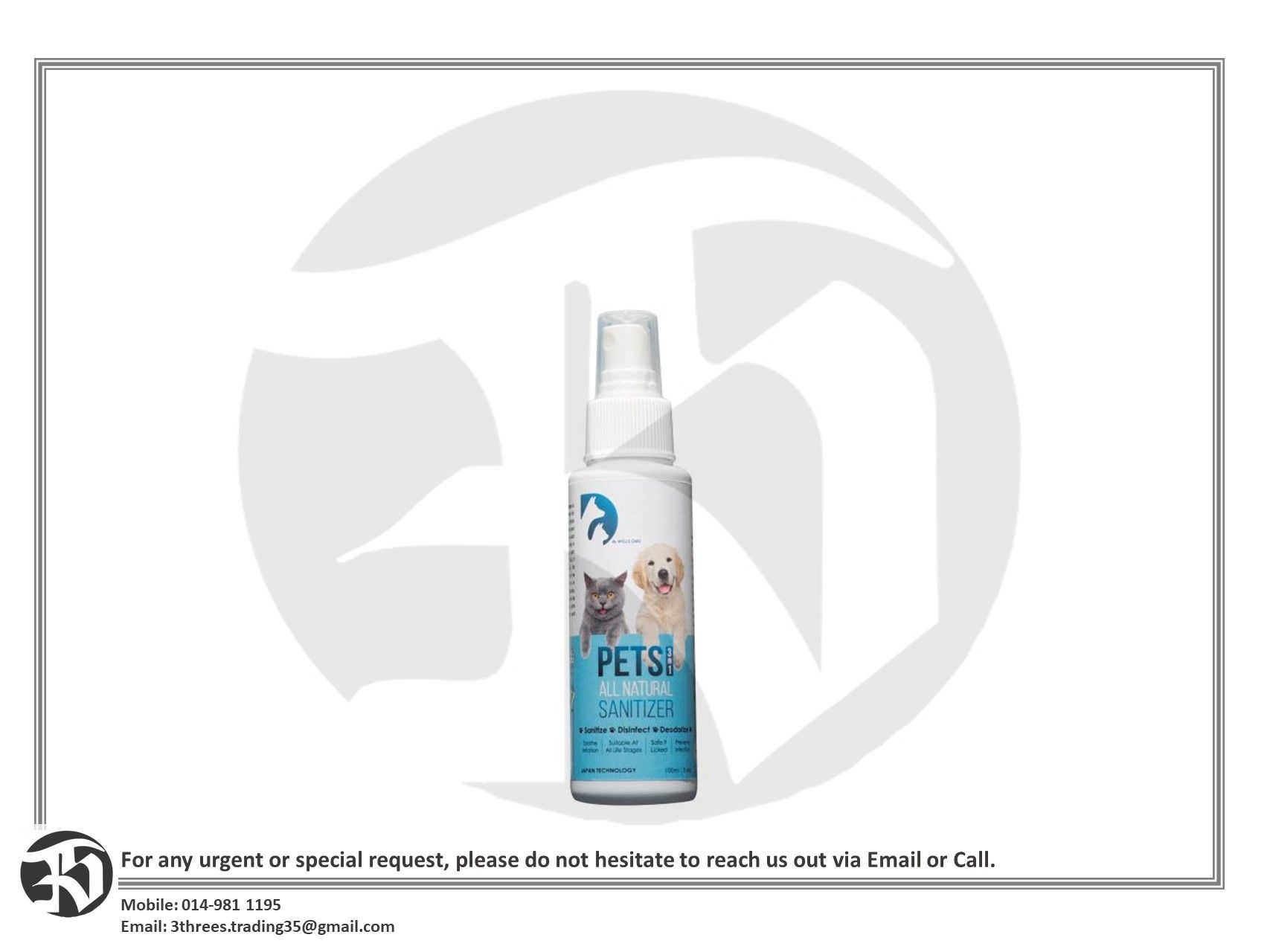 Dfenze Pet Sanitizer (100ml)