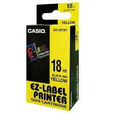 Casio EZ-Label Printer Tape Cartridge Black On Yellow 18mm / Casio / Label Printer Tape Cartridge / Tape Cartridge / Black On Yellow / SIZE 18mm