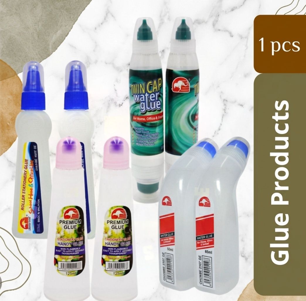 6602 Roller Glue 50ml & 2209 (125ml) & 2207 Glue Clear 65ml & 6608 Twin Cap Water Glue 6608 Twin Cap Glue GL-2207-KK