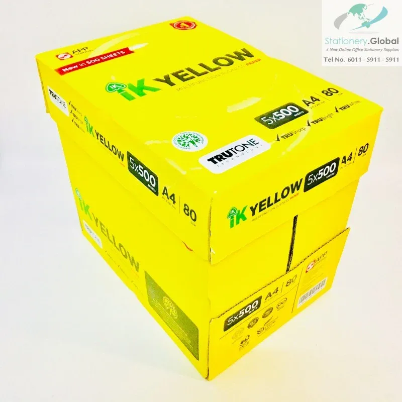 Ik yellow A4 Paper 80gsm 500 sheets in box ( 5 reams)