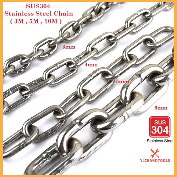 10Meter / 20Meter Stainless Steel Chain 304 (3mm/4mm/5mm)