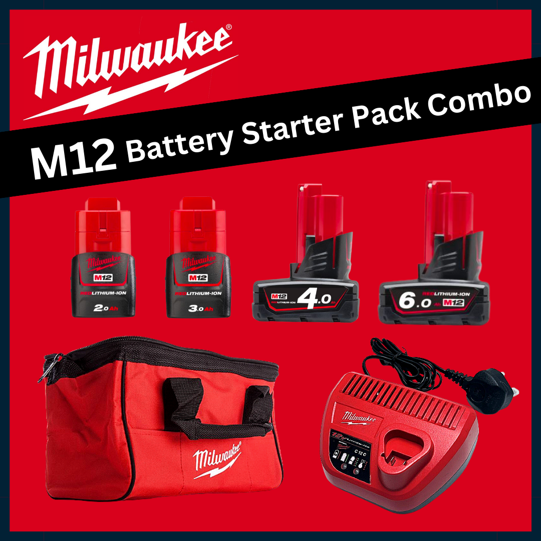 MILWAUKEE M12 Battery Combo Starter Pack / M12 Battery and Charger Set / Milwaukee Battery Set / Rechargeable Battery