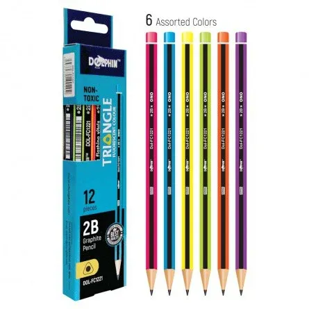 DOLPHIN TRIANGLE FLUORESCENT 2B PENCIL DOL-FC1221 6BOX/PKT