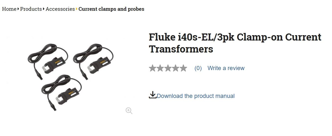 Fluke I40S-EL3X/3PK,FLUKE-17XX I40S-EL CLAMP-ON CURRENT TRANSFORMER, 3 PACK