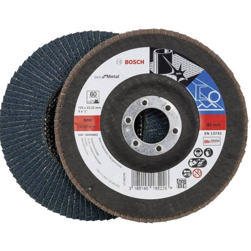 2608603358 Bosch Flap Disc Zirconia for Stainless Steel 100mm Grit 60 (10pcs)