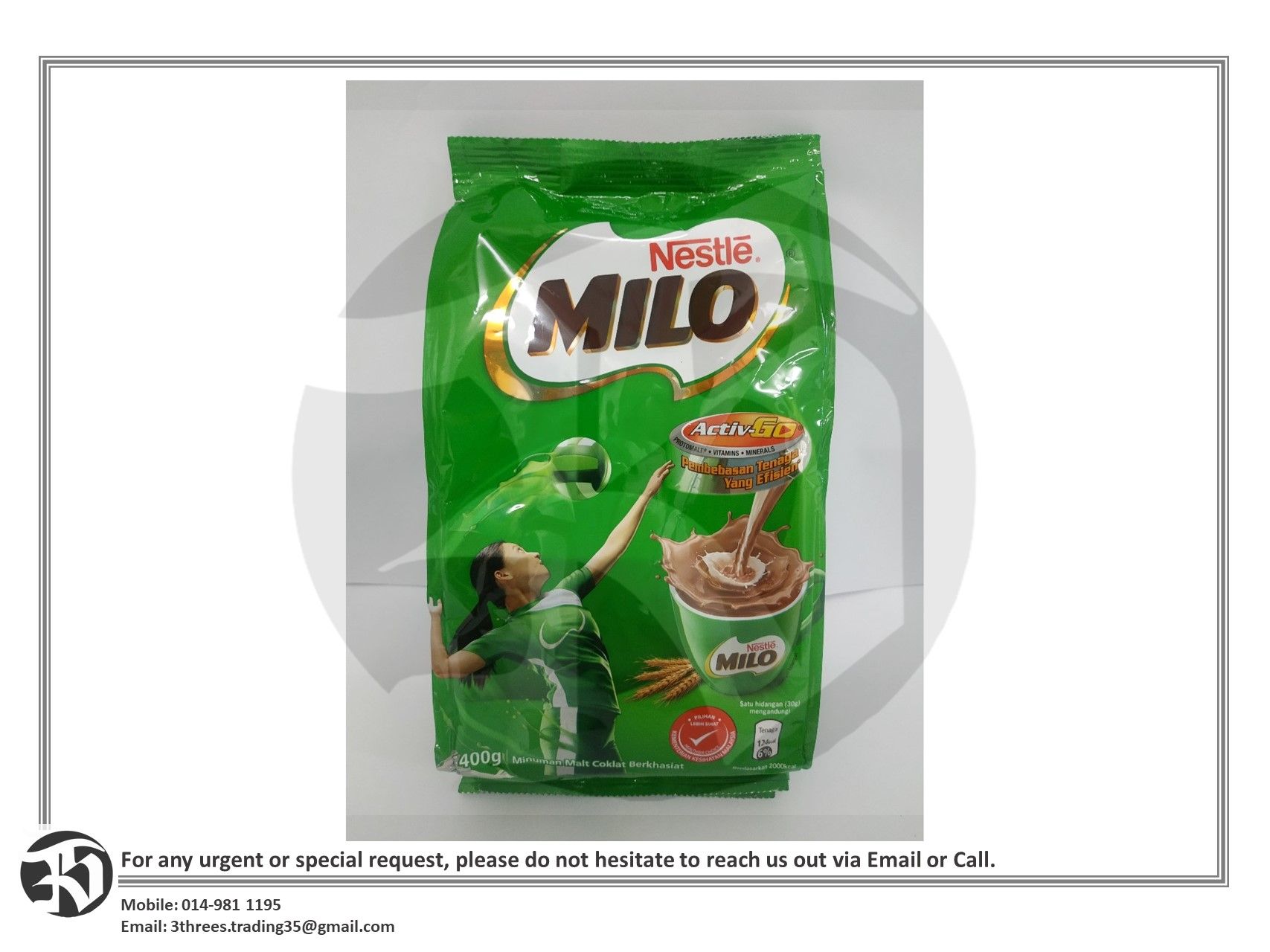 Nestle Milo Chocolate Malt Powder Soft Pack 400g