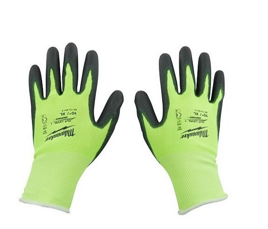Milwaukee High Visibility Cut Level 1 Polyurethane Dipped Glove (Size: L) 48-73-8912