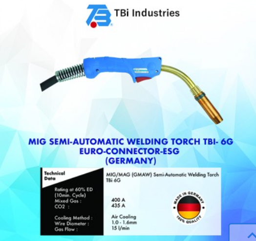 RIGHTWELL MIG SEMI-AUTOMATIC WELDING TORCH TBI- 6G- BLUE-ESG(GERMANY)