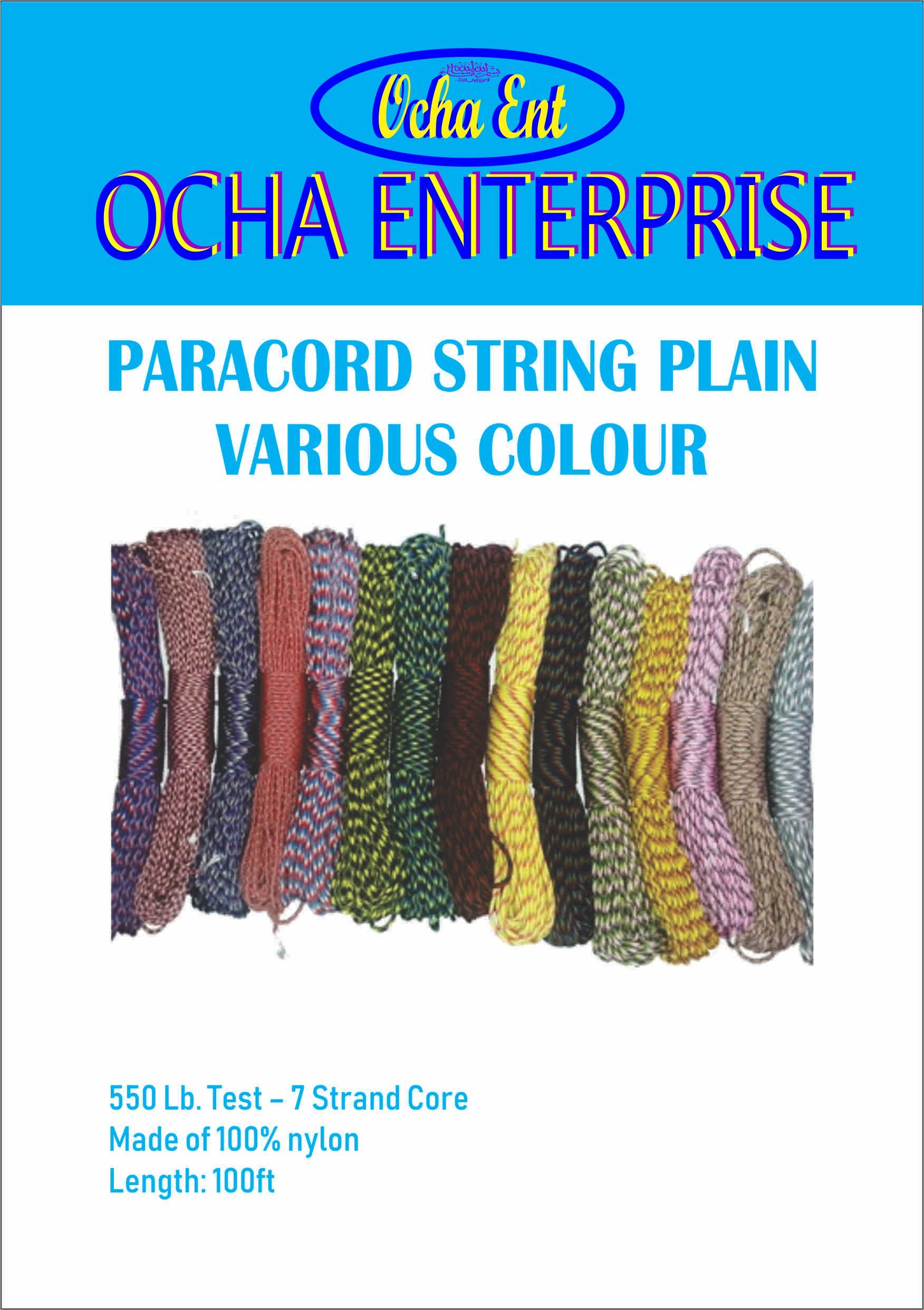 PARACORD STRING -OCHA 550 Lb. Test – 7 Strand Core Made of 100% nylon Length: 100ft
