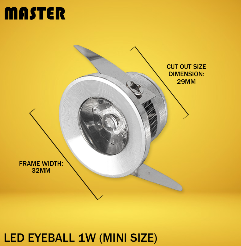 MASTERCO LED RECESSED SPOTLIGHT, MINI SIZE EYEBALL 1W WARM WHITE