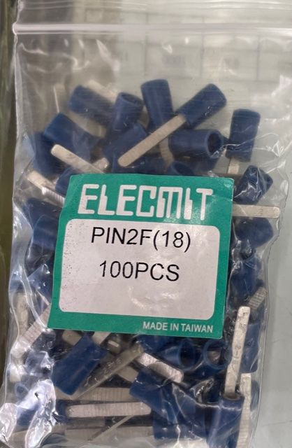 Elecmit LCL-LUG-PIN2F18 Insulated Blade Terminal 2.5mm BLUE (1 Pck-100pcs)