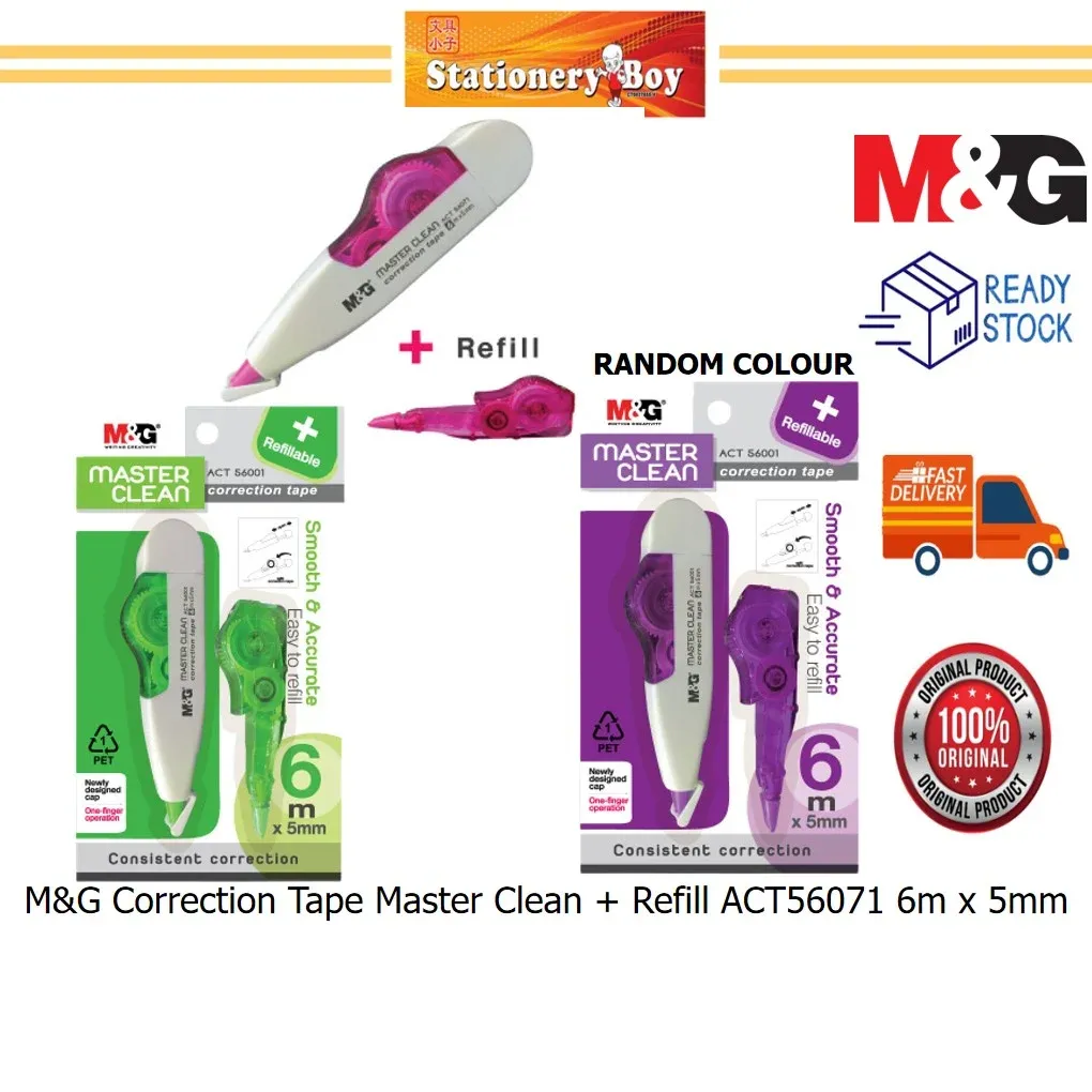 M&G Correction Tape Master Clean with Refill ACT56071 6m x 5mm / Pita Pembetulan