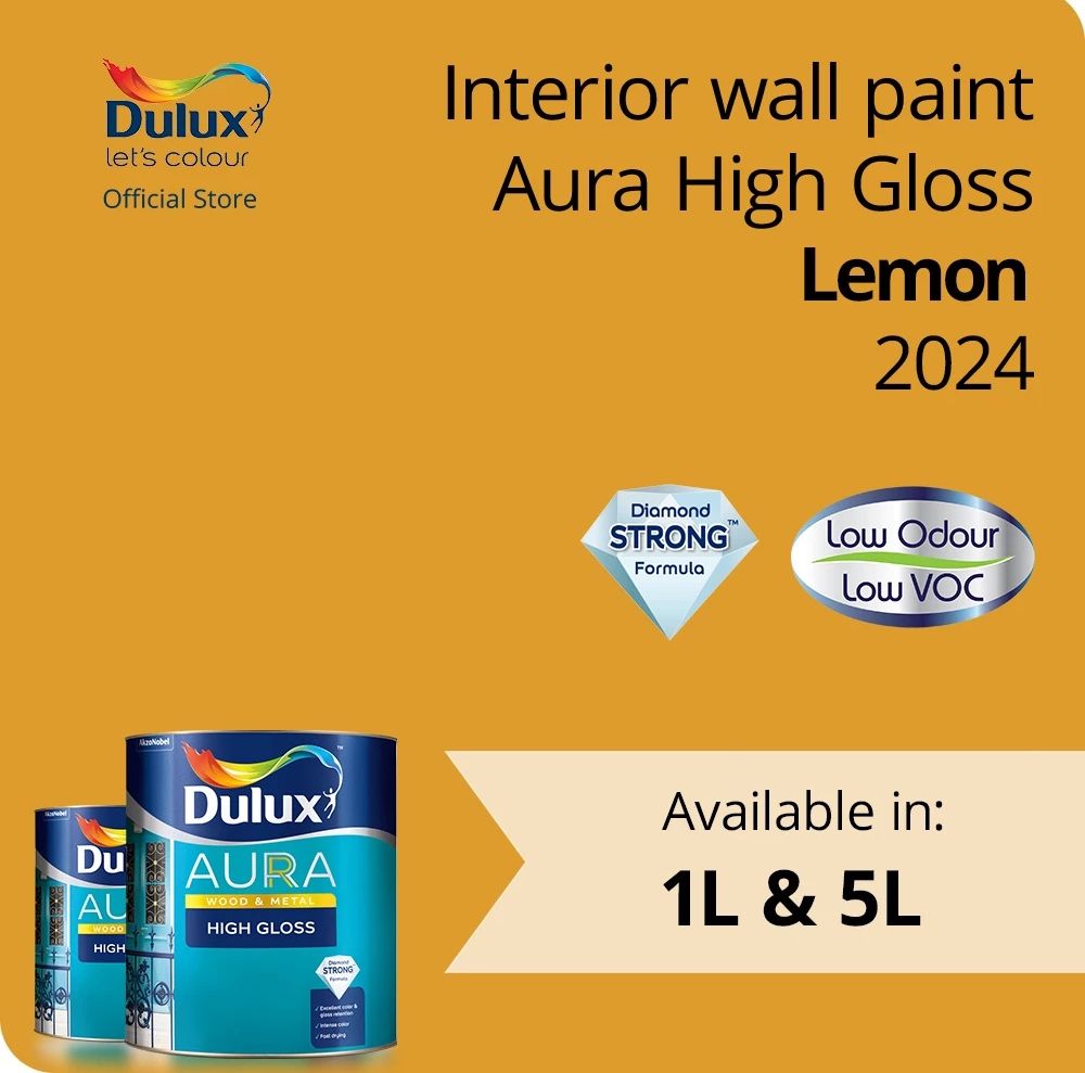 Dulux Aura High Gloss Enamel Paint - Lemon 5l