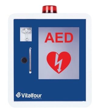 BLUE WALL MOUNTED AED CABINET