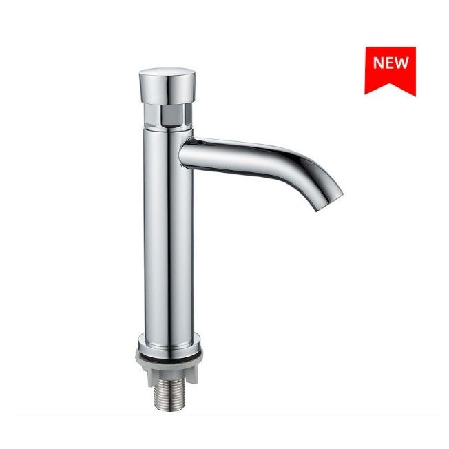 Delay Tap, Brass Faucet Auto Self Closing Water Saving Tap Bathroom(touch press) Push Knop Tap (Delay Push Button) (Basin Tall 1)