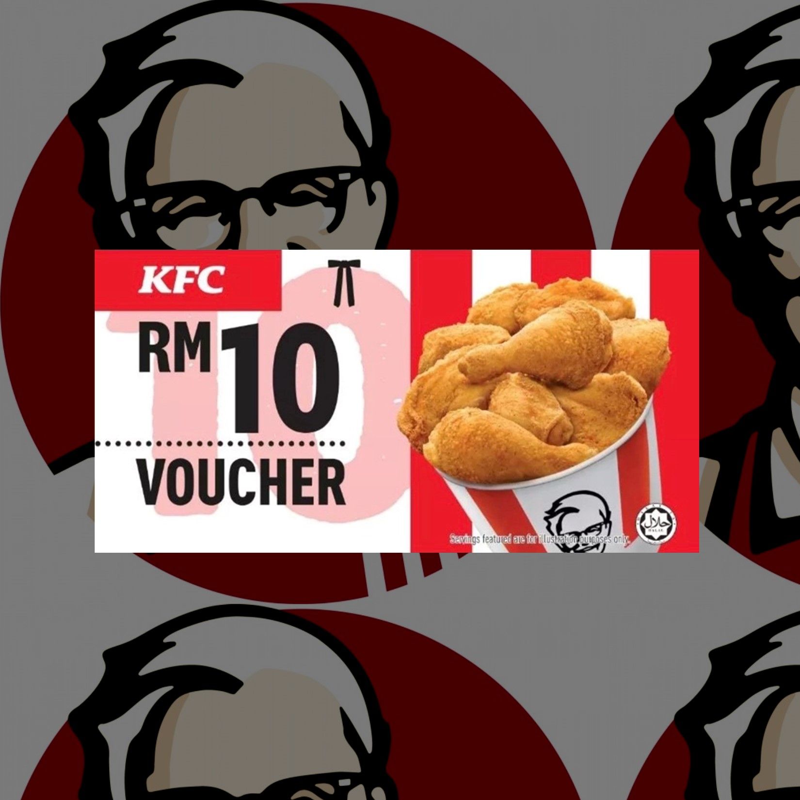 Genuine Malaysia- KFC 10pcs Cash Voucher RM 10 Off - Physical Voucher