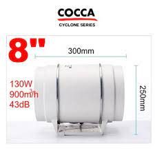 COCCA 8" inch High Suction Power Inline Duct Booster Fan Exhaust Fan Extractor Fan Ventilation Fan Kipas Ekzos