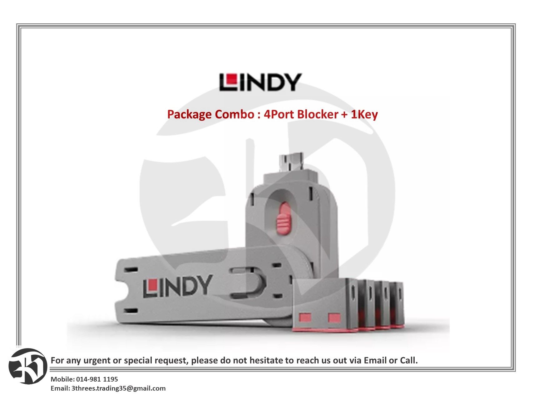 LINDY USB Type A-Port Blocker Key