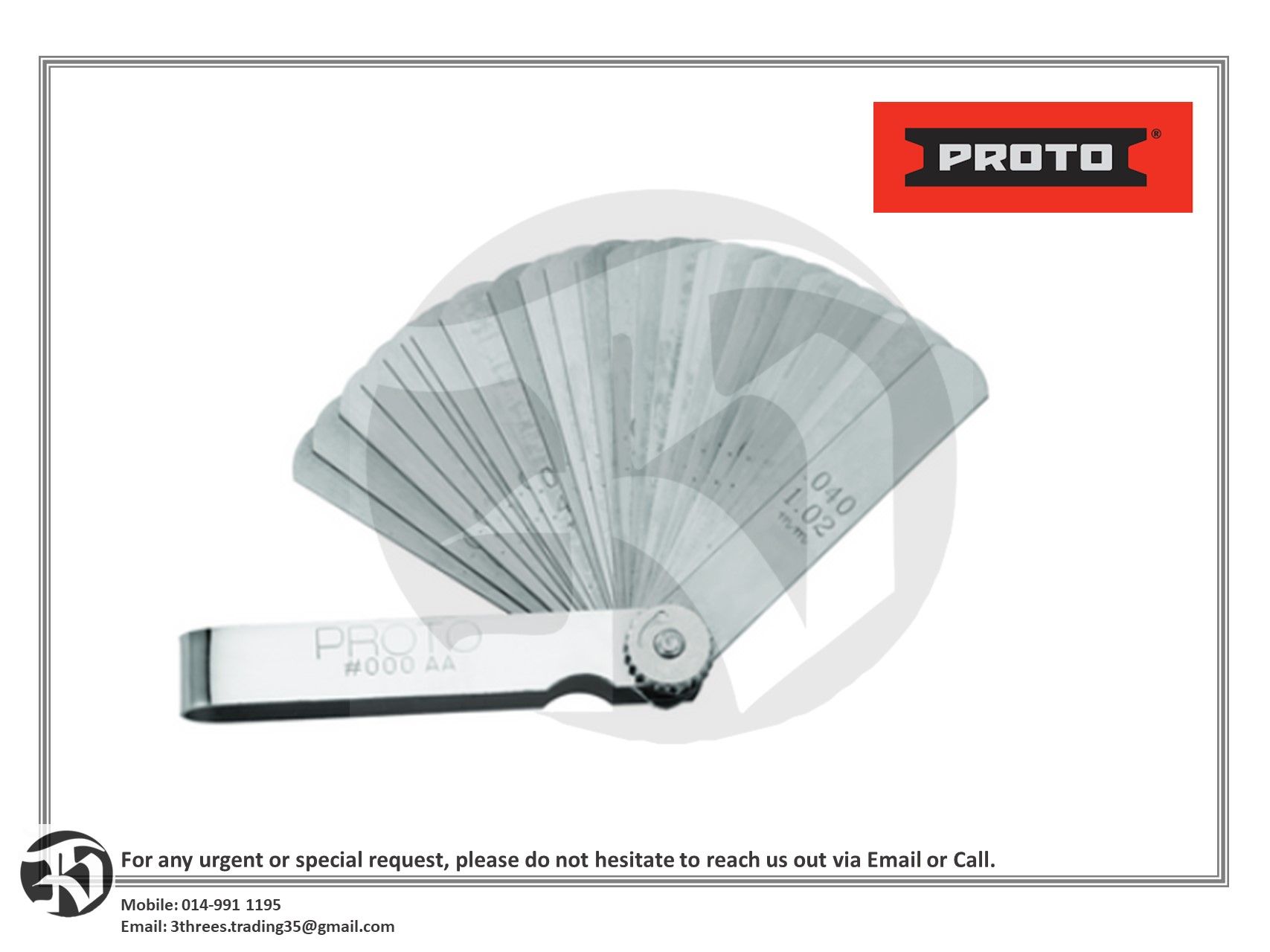 PROTO- Feeler Gauge Set Std 25 Blade 000AA / Metric Feeler Gauge Set 25Blade 00MM25