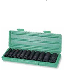JONNESWAY 11PCS 1/2" DR. 6PT FLANK DEEP IMPACT SOCKET SET (MM)