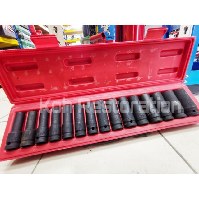 15Pcs 1/2鈥�8-24mm Impact Socket Drive Tools Set