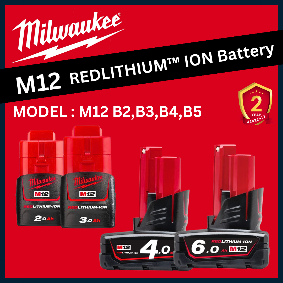 Milwaukee M12 Battery / Red-Lithium Ion Battery / Milwaukee Battery / 12v Battery