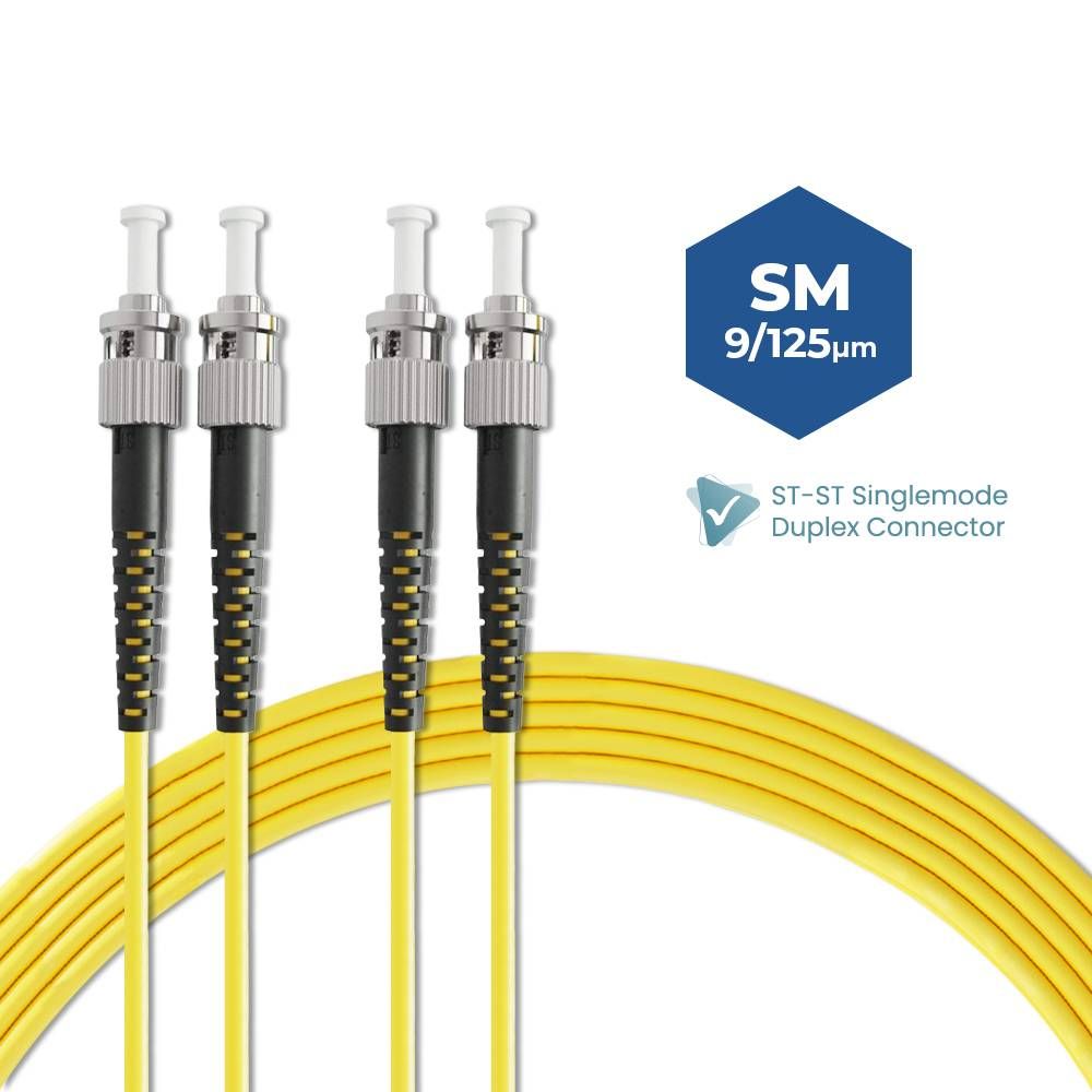 ST-ST 9/125 SINGLEMODE DUPLEX FIBER OPTIC PATCH CABLE 5M 10M