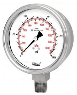 WIKA PRESSURE GAUGE 0-21 BAR (0-300 PSI) OIL FILLED SS304/SS316