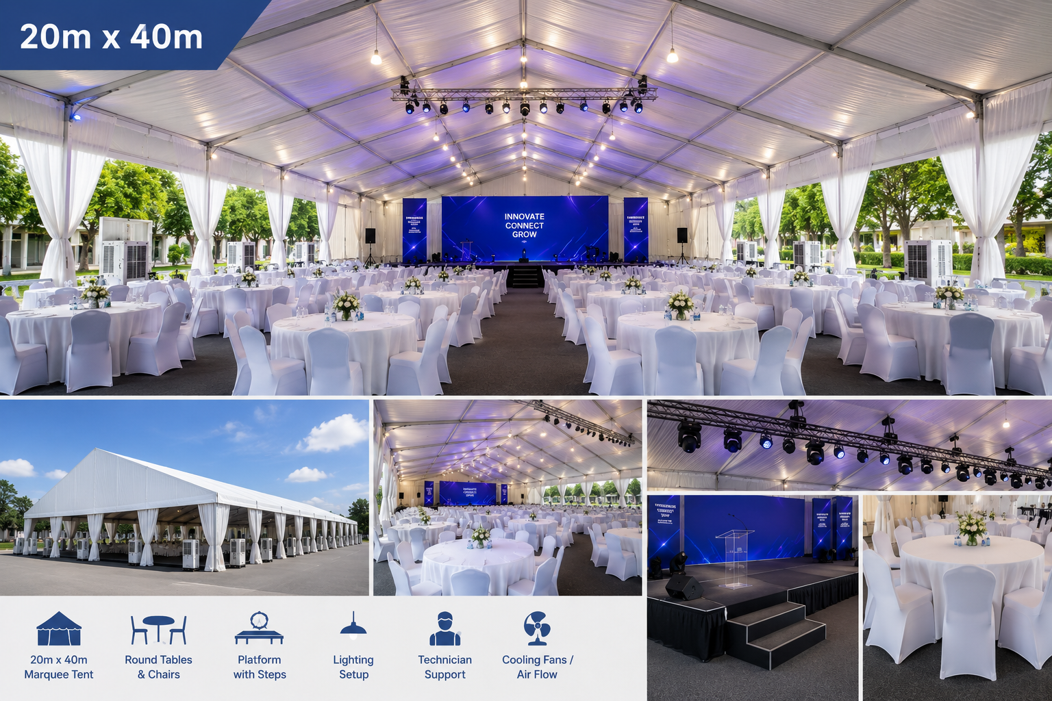 OEM Outdoor Event, Marquee Tent Setup Package – 20m x 40m