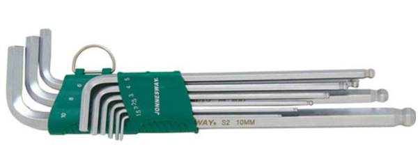 JONNESWAY 9PCS ANTI-SLIP EXTRA LONG ARM BALL POINT HEX KEY SET (MM)