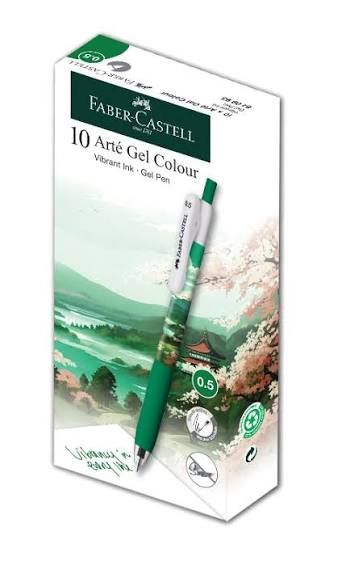 Faber-Castell Arte Gel Colour 0.5mm – Green Box of 10