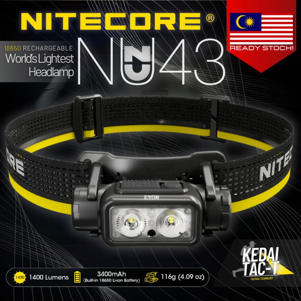 NITECORE NU43 - WORLD LIGHTEST HEADLAMP - 100% ORIGINAL NITECORE PRODUCT