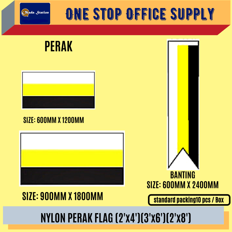 Perak Flag / Flag / Perak State Flag / Nylon / 2'x4' / 3'x6' / 2'x8' / F15170-PL / F15210-PL / F15232-PL / Bendera Perlis / Bendera