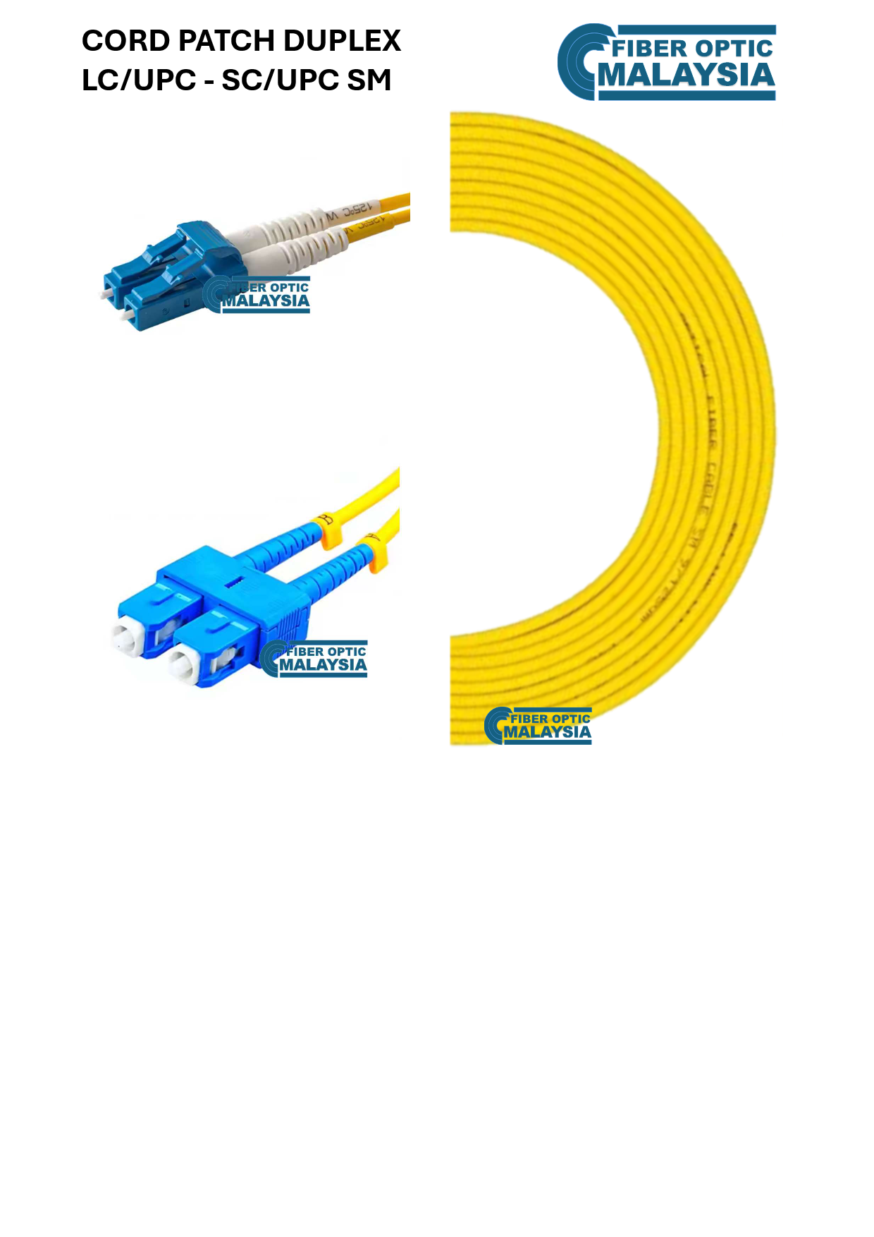 Fiber Optics Malaysia CORD PATCH LC/UPC - SC/UPC SM 15M DUPLEX PATCHCORD