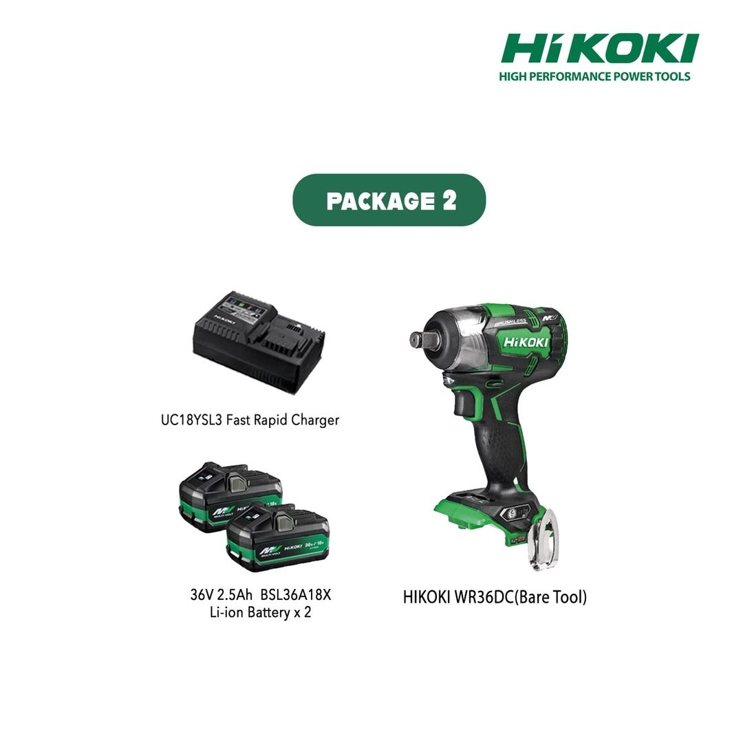 HIKOKI WR36DC MULTI VOLT(36V) Cordless 12.7MM Brushless Compact Impact Wrench 320Nm