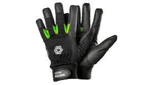 Jalas Tegera 517 Black Green Leather Glove (Abrasion Resistant, Cut Resistant, Puncture Resistant, Tear Resistant)