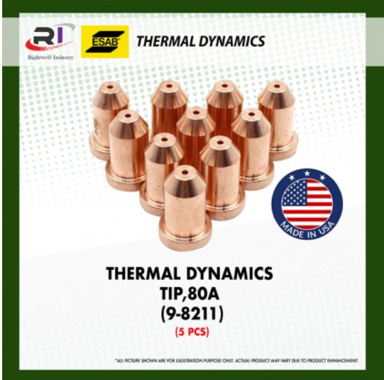RIGHTWELL ESAB THERMAL DYNAMICS PLASMA CUTTER TIP, 80A, (9-8211) [5PCS]