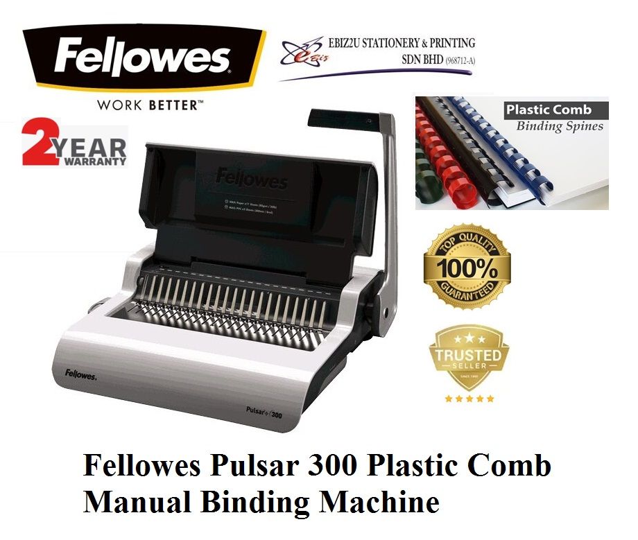 Fellowes Pulsar 300 Plastic Manual Comb Binding Machine - Manual (binding machine, heavy duty binding machine, comb binder, comb binding machine)