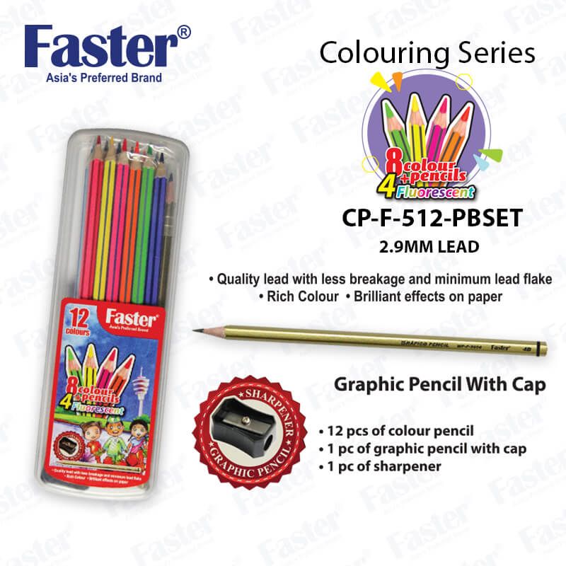 FASTER FLOURESCENT COLOR PENCIL SET F512 12BOX/PAC