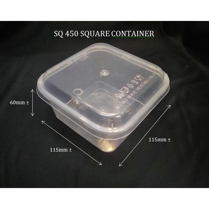 Square Disposable Plastic Food Container 450ml / 50 pcs