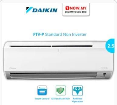 Pemasangan dan pendawaian Air Cond wall mounted /water pump acson (Extra copper pipe 75kaki), Daikin 2.5HP non inverter model FTV 60PBV1 (indoor) / RV 60PBV1M (outdoor)