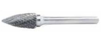 Temo General Series Carbide Burr - 6mm Shank G0818 Double Cut Pointed Tree