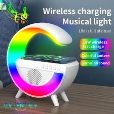 G Speaker 15W LED Atmosphere Light RGB Wireless Charger Bluetooth Speaker Table Lamp 10 Modes Light Color