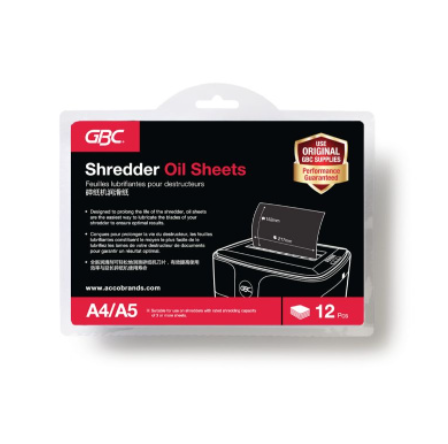 GBC SHREDDER OIL SHEETS