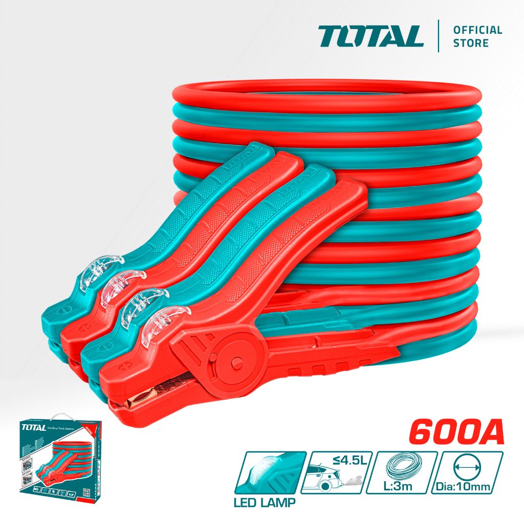 TOTAL PBCA16008L BOOSTER CABLE (WITH BUILT-IN LED INDICATORS.) SUITABLE FOR CARS UP TO 4 500CC