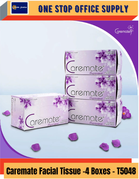 T5048 / Caremate Facial Tissue / 4 Boxes / 200's x 2 Ply / Office Households Soft Tissue