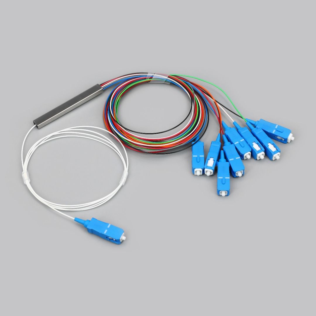 FIBER SPLITTER 1:8. PLC METAL CASING. SC/UPC
