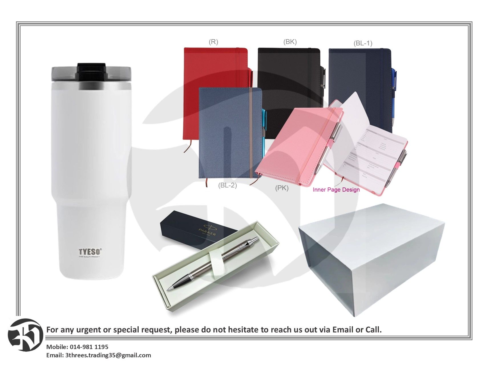 Exclusive Gift Box Set (Tumbler, Notebook, Pen)