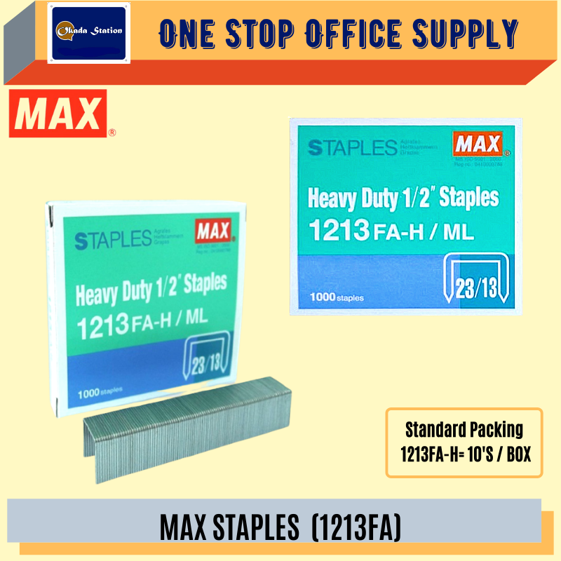 MAX HEAVY DUTY STAPLES NO.1213 FA-H / Max / Staples / NO.1213 / Max Bullet / Stapler Refill / Ubat Stapler / Max Heavy Duty Staples